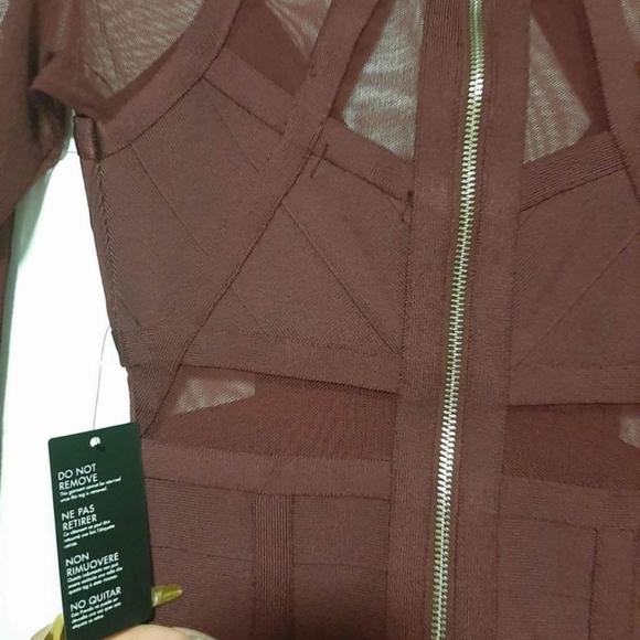 Guess BNWT ls Karina mesh bandage dress maroon size xsmall - Picture 6 of 9